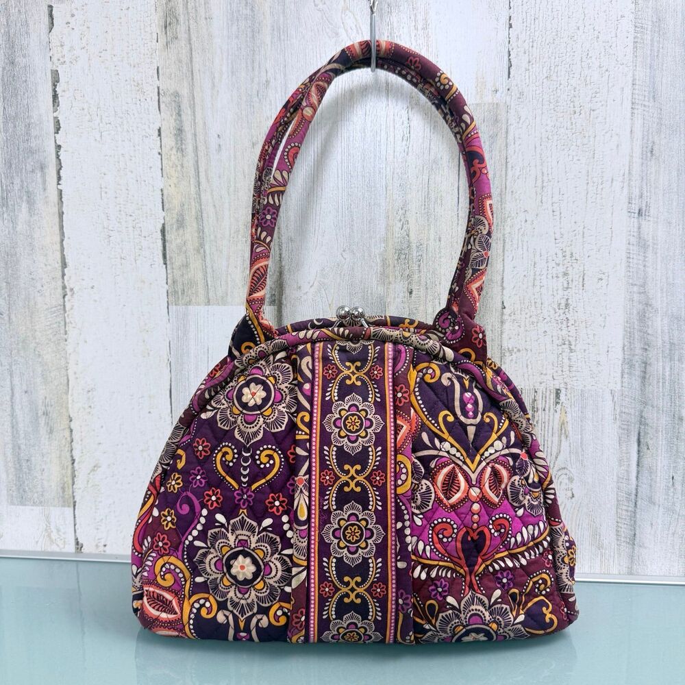 Vera Bradley style patterned handbag with clasp closure purse